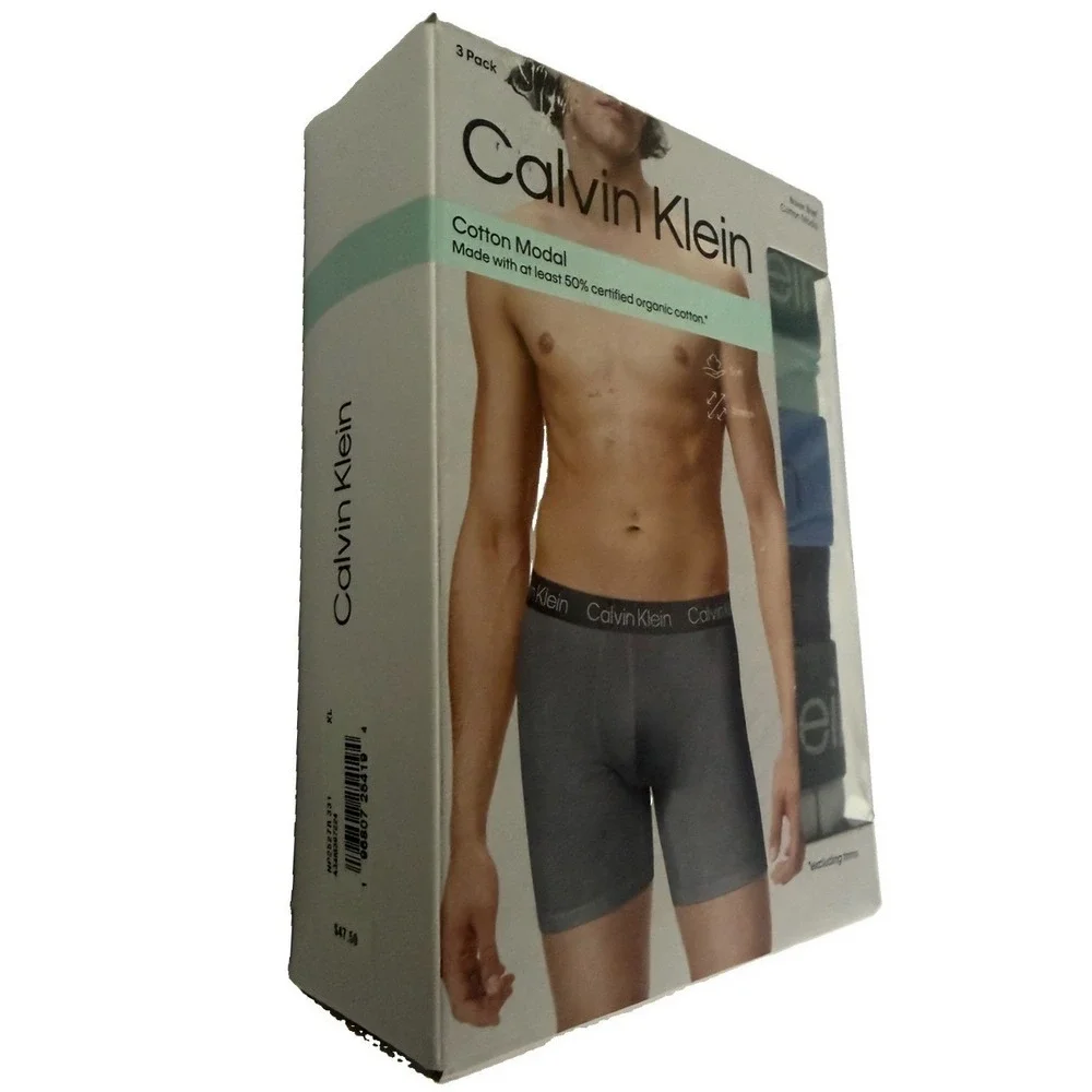 Calvin Klein Men's Cotton Modal Boxer Briefs 3 Pairs Stretch Size XL New